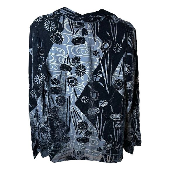 Jones New York Sheer Velvet Burnout Silk Blouse 6 | Black Floral Y2K Whimsigoth - Picture 4 of 6